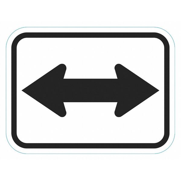 Arrow Double Traffic Sign, 9 in Height, 12 in Width, Aluminum, Horizontal Rectangle, No Text
