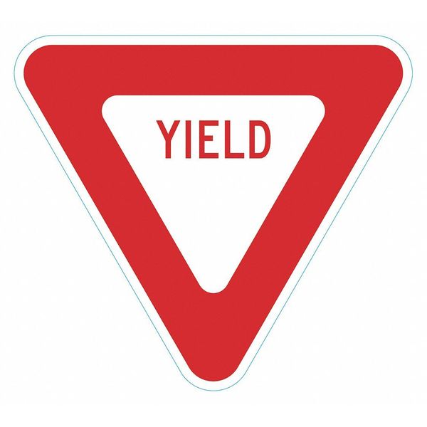 YIELD Traffic Sign, 18 in Height, 18 in Width, Aluminum, Triangle, English