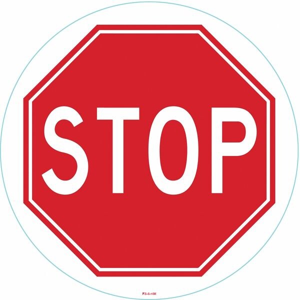 Anti-Slip Floor Sign, 8 in H, 8 in W, Vinyl, Circle, English, FS-8-802