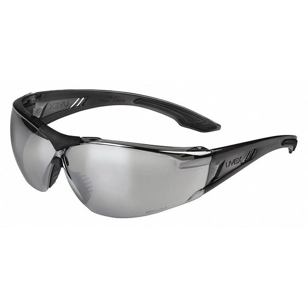 Safety Glasses, Wraparound Silver Mirror Polycarbonate Lens, Scratch-Resistant