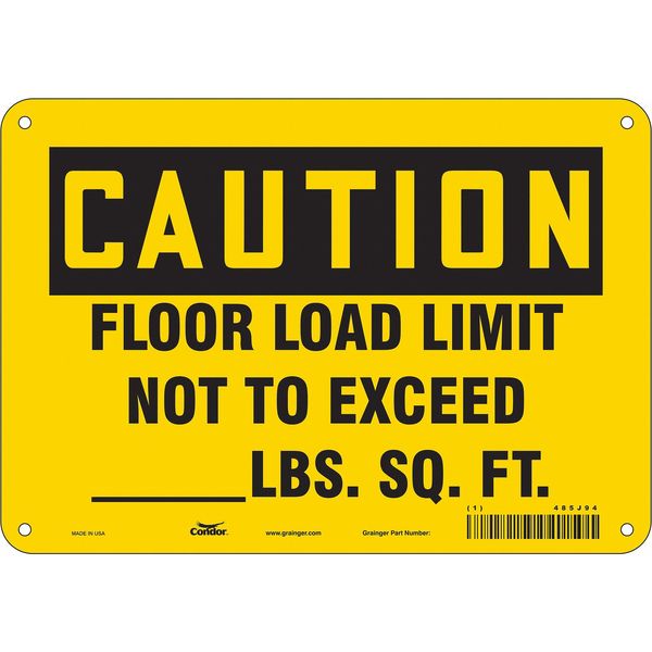 Safety Sign, 7 in Height, 10 in Width, Polyethylene, Vertical Rectangle, English, 485J94