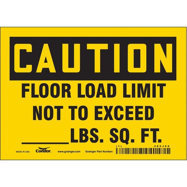 Safety Sign, 5 in Height, 7 in Width, Vinyl, Horizontal Rectangle, English, 485J96