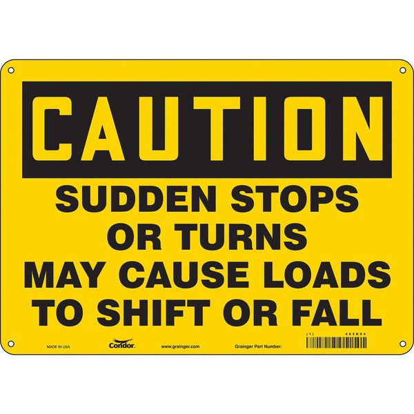 Safety Sign, 10 in Height, 14 in Width, Polyethylene, Horizontal Rectangle, English, 485K94