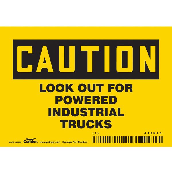 Safety Sign, 3 1/2 in Height, 5 in Width, Vinyl, Horizontal Rectangle, English, 485K73