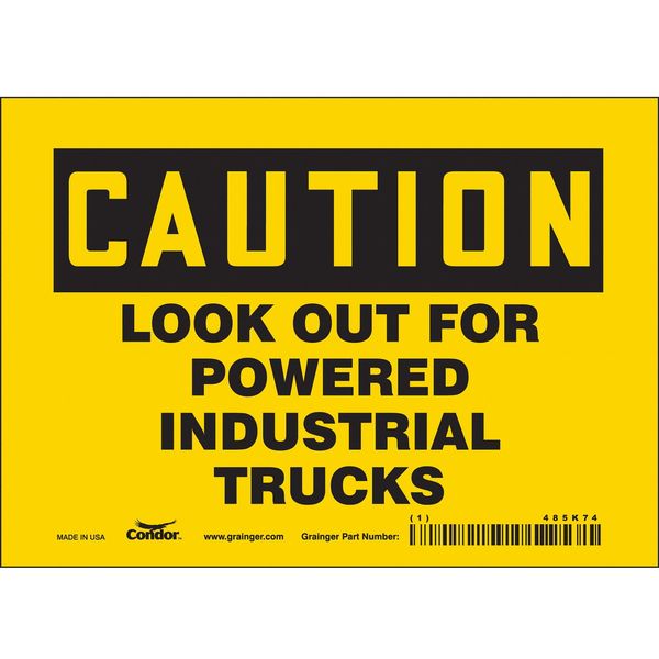 Safety Sign, 5 in Height, 7 in Width, Vinyl, Horizontal Rectangle, English, 485K74