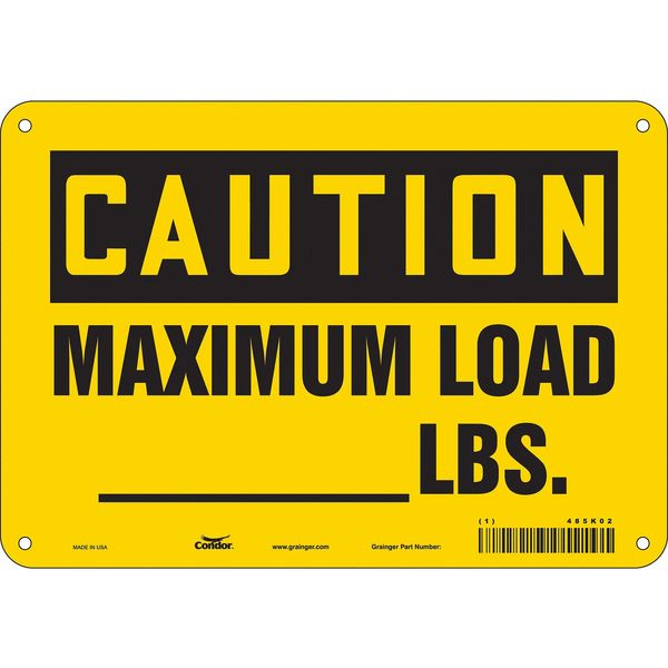 Safety Sign, 7 in Height, 10 in Width, Polyethylene, Vertical Rectangle, English, 485K02