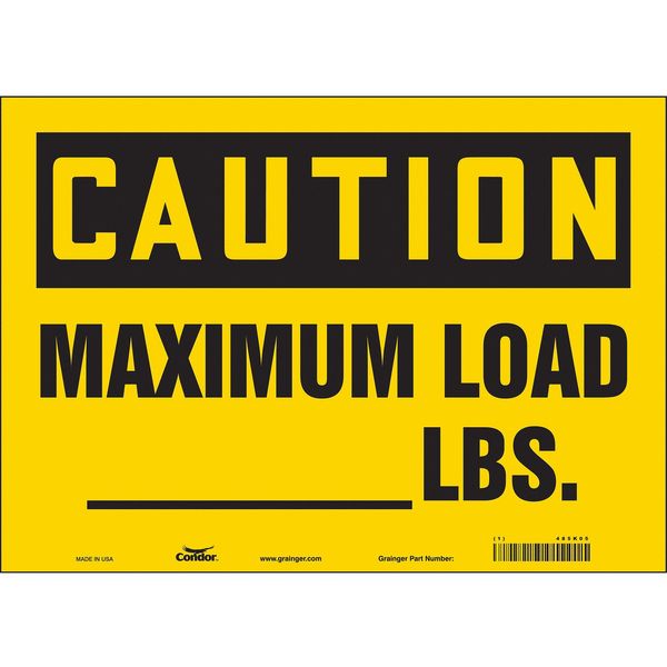 Safety Sign, 10 in Height, 14 in Width, Vinyl, Horizontal Rectangle, English, 485K05