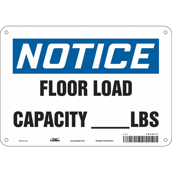 Safety Sign, 7 in Height, 10 in Width, Polyethylene, Vertical Rectangle, English, 485K14