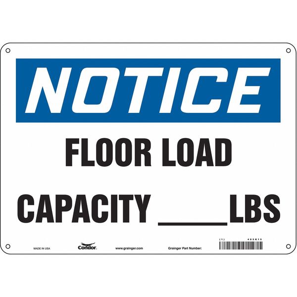 Safety Sign, 10 in Height, 14 in Width, Polyethylene, Horizontal Rectangle, English, 485K15