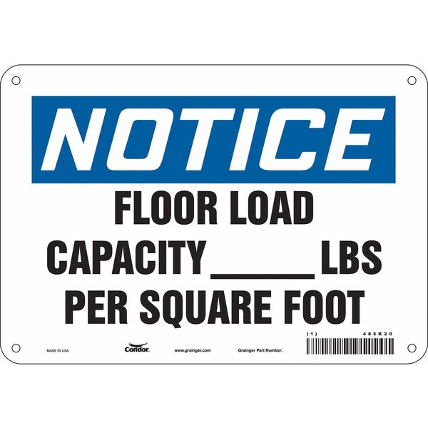 Safety Sign, 7 in Height, 10 in Width, Polyethylene, Vertical Rectangle, English, 485K20