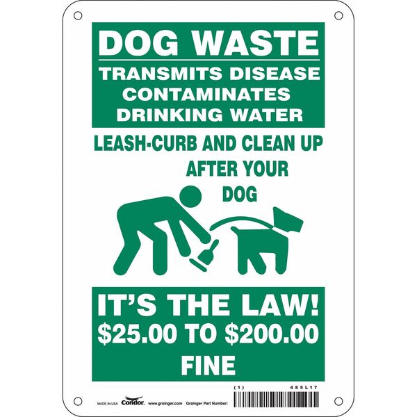 Safety Sign, 10 in Height, 7 in Width, Polyethylene, Horizontal Rectangle, English, 485L17