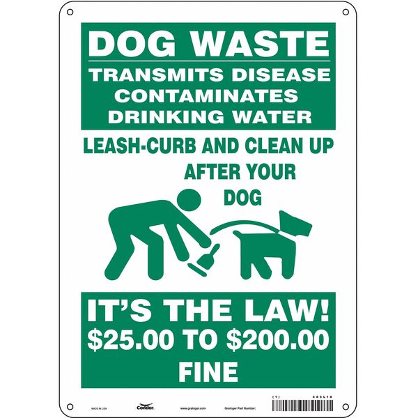 Safety Sign, 14 in Height, 10 in Width, Polyethylene, Vertical Rectangle, English, 485L18