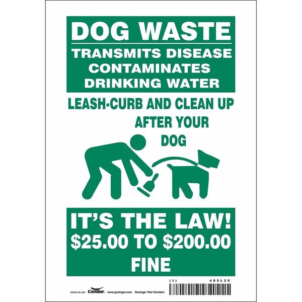 Safety Sign, 10 in Height, 7 in Width, Vinyl, Horizontal Rectangle, English, 485L20