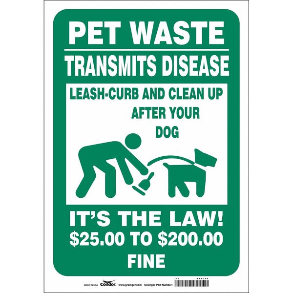 Safety Sign, 10 in Height, 7 in Width, Vinyl, Horizontal Rectangle, English, 485L29