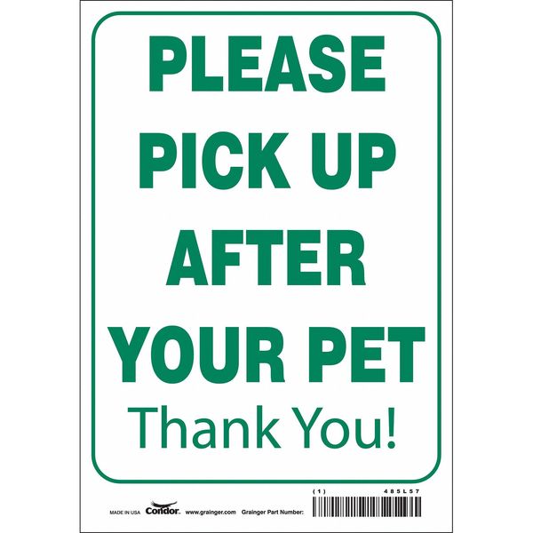 Safety Sign, 10 in Height, 7 in Width, Vinyl, Horizontal Rectangle, English, 485L57