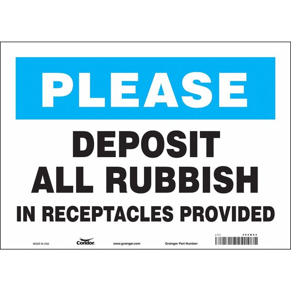 Safety Sign, 10 in Height, 14 in Width, Vinyl, Horizontal Rectangle, English, 485M85