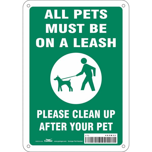 Safety Sign, 10 in Height, 7 in Width, Polyethylene, Horizontal Rectangle, English, 485M32