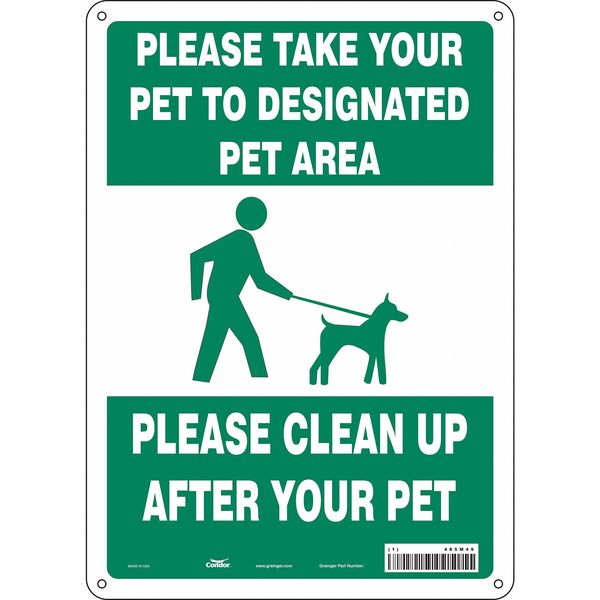 Safety Sign, 14 in Height, 10 in Width, Polyethylene, Vertical Rectangle, English, 485M49
