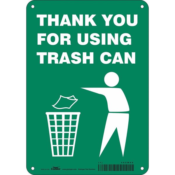 Safety Sign, 10 in Height, 7 in Width, Polyethylene, Horizontal Rectangle, English, 485M66