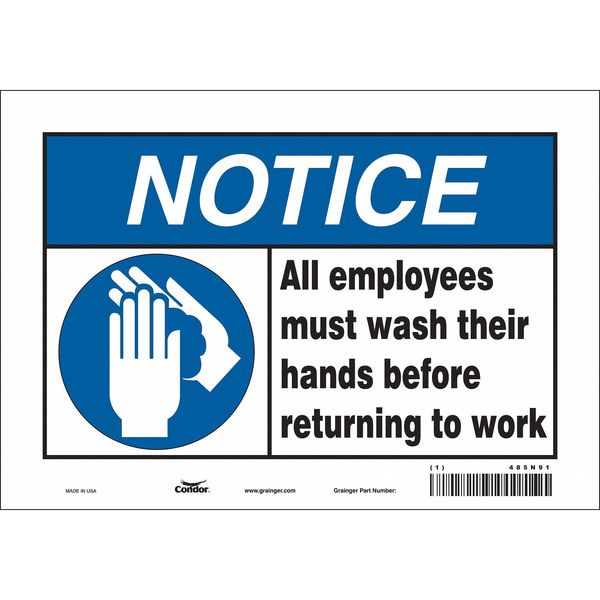 Safety Sign, 7 in Height, 10 in Width, Vinyl, Vertical Rectangle, English, 485N91