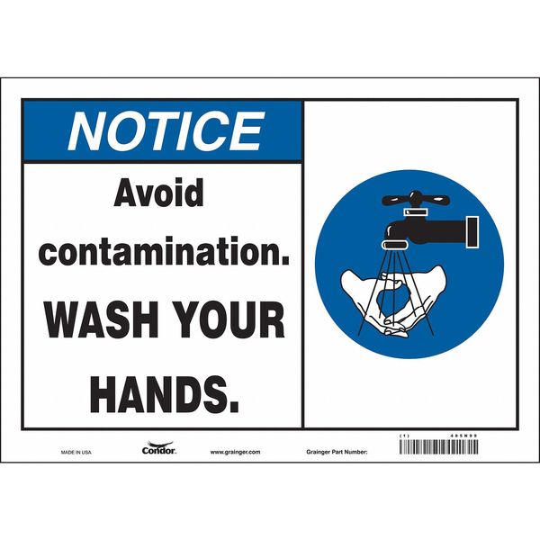 Safety Sign, 10 in Height, 14 in Width, Vinyl, Horizontal Rectangle, English, 485N99