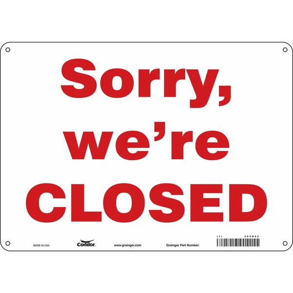 Safety Sign, 10 in Height, 14 in Width, Polyethylene, Horizontal Rectangle, English, 485N02