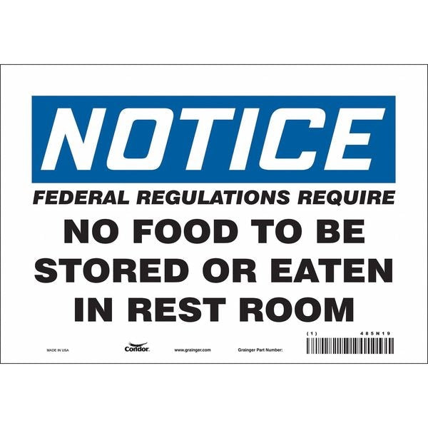 Safety Sign, 7 in Height, 10 in Width, Vinyl, Vertical Rectangle, English, 485N19