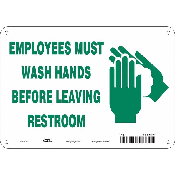 Safety Sign, 7 in Height, 10 in Width, Polyethylene, Vertical Rectangle, English, 485N36