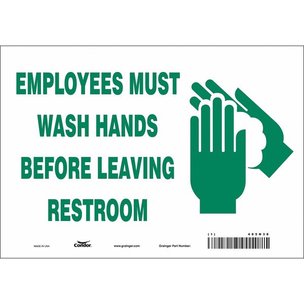 Safety Sign, 7 in Height, 10 in Width, Vinyl, Vertical Rectangle, English, 485N38