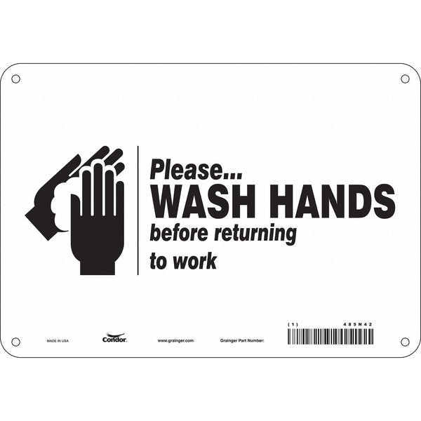 Safety Sign, 7 in Height, 10 in Width, Polyethylene, Vertical Rectangle, English, 485N42
