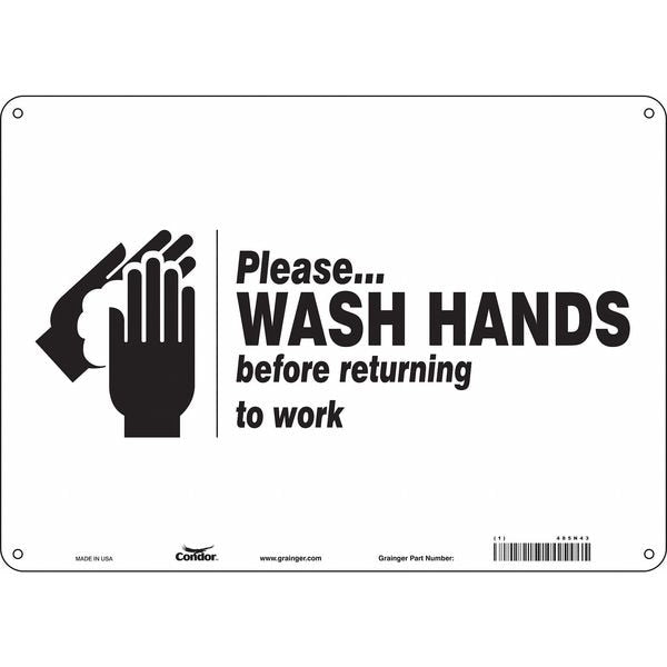 Safety Sign, 10 in Height, 14 in Width, Polyethylene, Horizontal Rectangle, English, 485N43