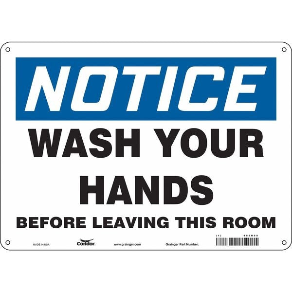 Safety Sign, 10 in Height, 14 in Width, Polyethylene, Horizontal Rectangle, English, 485N59