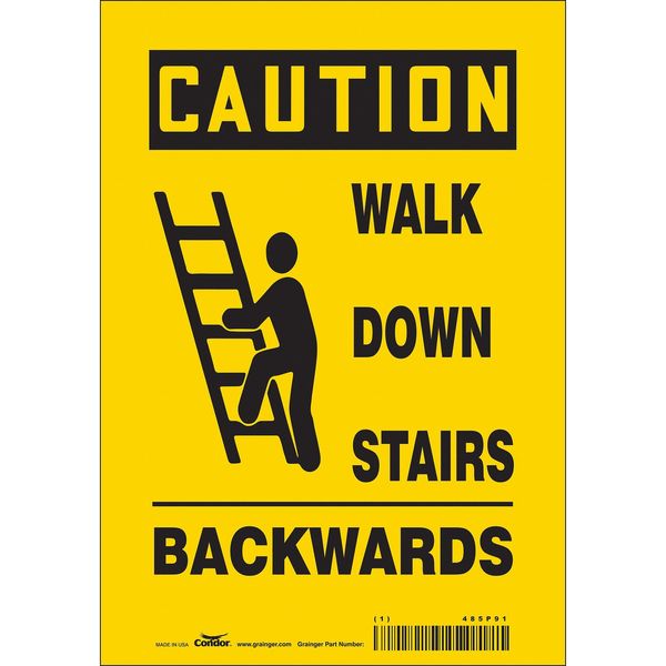 Safety Sign, 10 in Height, 7 in Width, Vinyl, Horizontal Rectangle, English, 485P91
