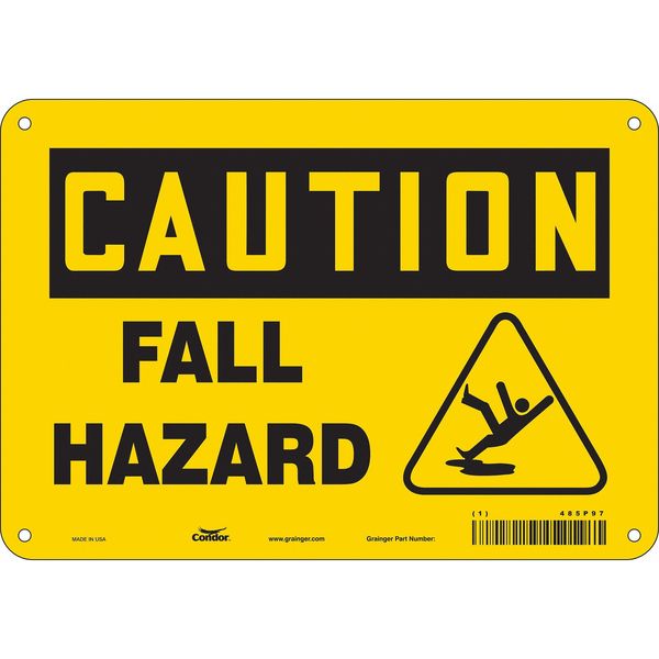 Safety Sign, 7 in Height, 10 in Width, Polyethylene, Vertical Rectangle, English, 485P97