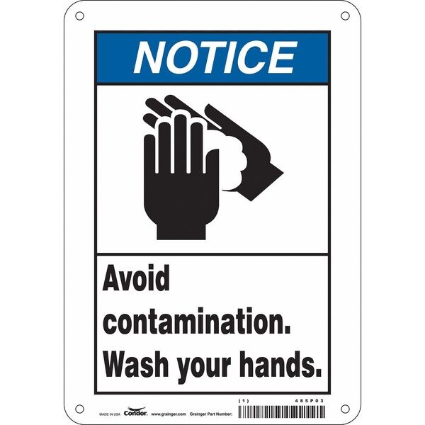 Safety Sign, 10 in Height, 7 in Width, Polyethylene, Horizontal Rectangle, English, 485P03