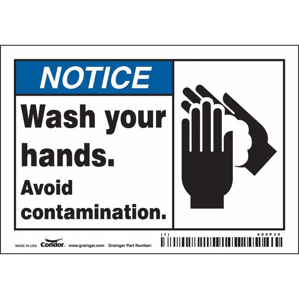 Safety Sign, 3 1/2 in Height, 5 in Width, Vinyl, Horizontal Rectangle, English, 485P30