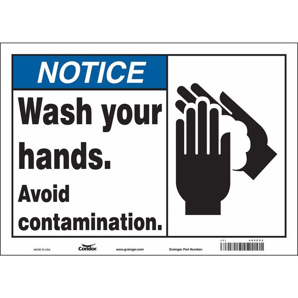 Safety Sign, 10 in Height, 14 in Width, Vinyl, Horizontal Rectangle, English, 485P32