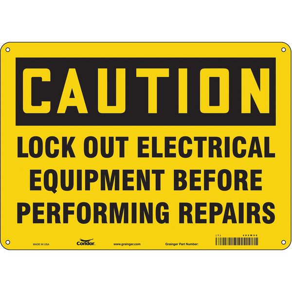 Safety Sign, 10 in Height, 14 in Width, Polyethylene, Horizontal Rectangle, English, 485W96