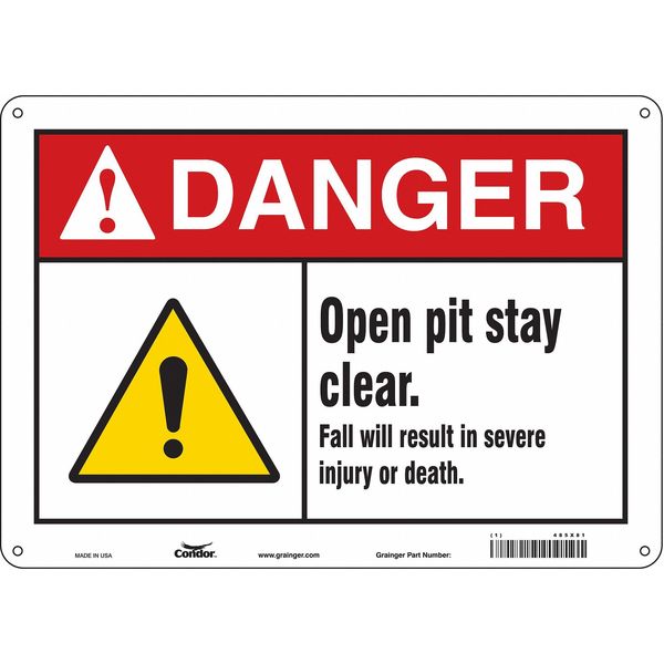Safety Sign, 10 in Height, 14 in Width, Polyethylene, Horizontal Rectangle, English, 485X81