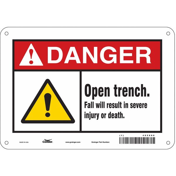 Safety Sign, 7 in Height, 10 in Width, Polyethylene, Vertical Rectangle, English, 485X86