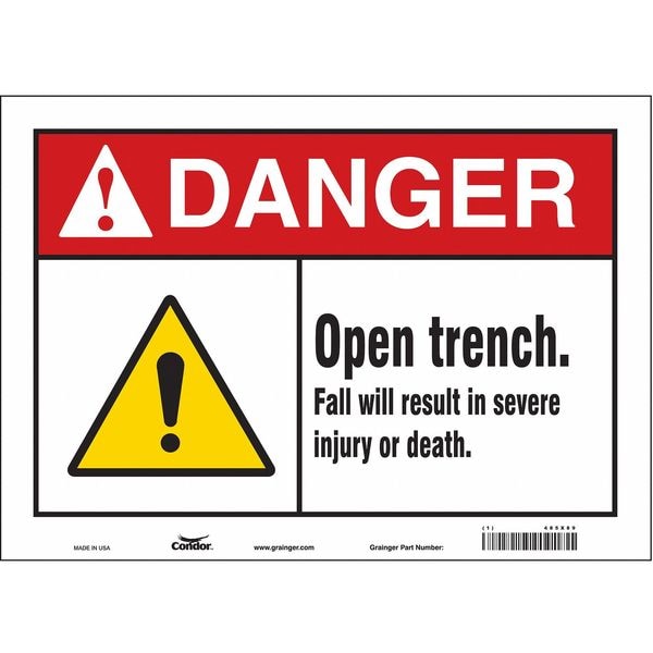 Safety Sign, 10 in Height, 14 in Width, Vinyl, Horizontal Rectangle, English, 485X89