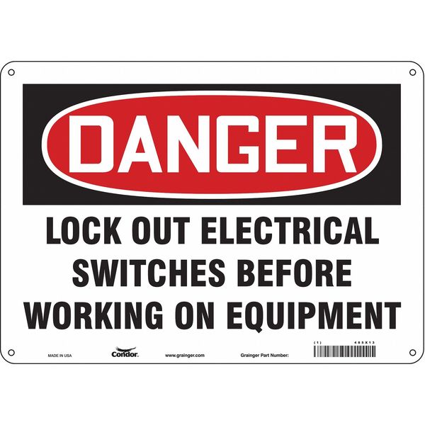 Safety Sign, 10 in Height, 14 in Width, Polyethylene, Horizontal Rectangle, English, 485X13