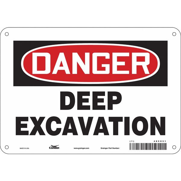 Safety Sign, 7 in Height, 10 in Width, Polyethylene, Vertical Rectangle, English, 485X51