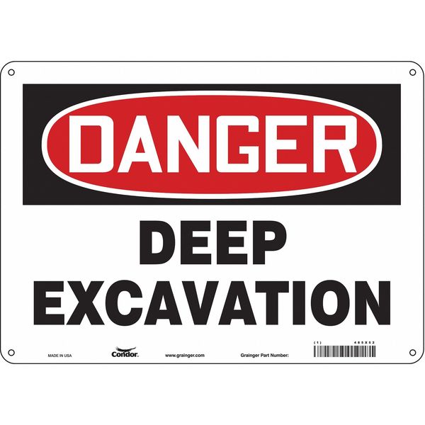 Construction Sign, 10 in Height, 14 in Width, Polyethylene, Horizontal Rectangle, English
