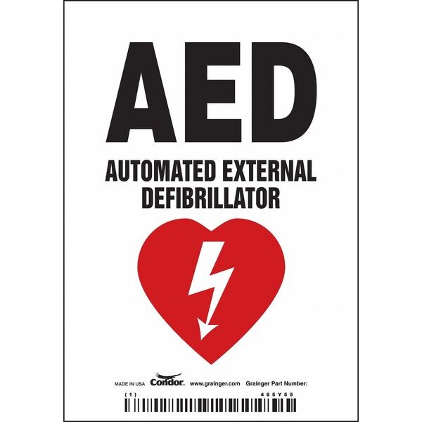 First Aid Sign, 5 in Height, 3 1/2 in Width, Vinyl, Vertical Rectangle, English