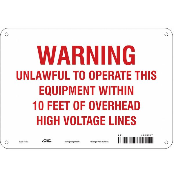 Safety Sign, 7 in Height, 10 in Width, Polyethylene, Vertical Rectangle, English, 485Z37