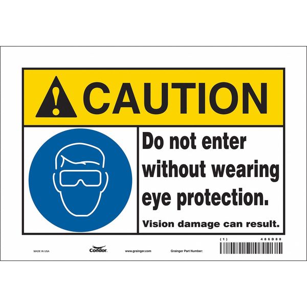 Safety Sign, 7 in Height, 10 in Width, Vinyl, Vertical Rectangle, English, 486D88