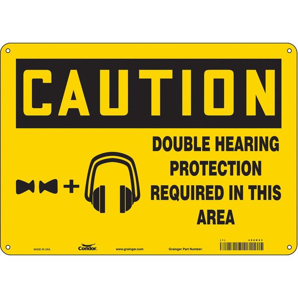 Safety Sign, 10 in Height, 14 in Width, Polyethylene, Horizontal Rectangle, English, 486D93