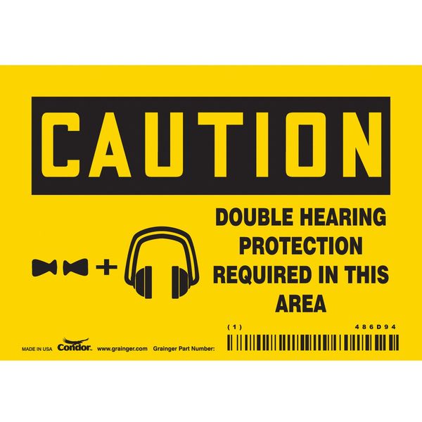 Safety Sign, 3 1/2 in Height, 5 in Width, Vinyl, Horizontal Rectangle, English, 486D94