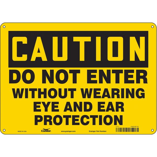 Safety Sign, 10 in Height, 14 in Width, Polyethylene, Horizontal Rectangle, English, 486D78